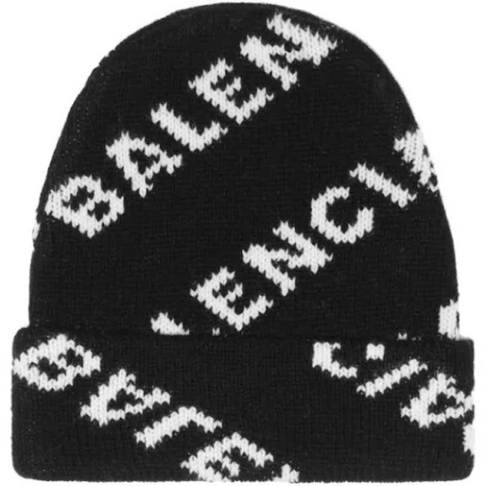 BALENCIAGA Allover Logo Hat In Black and White
